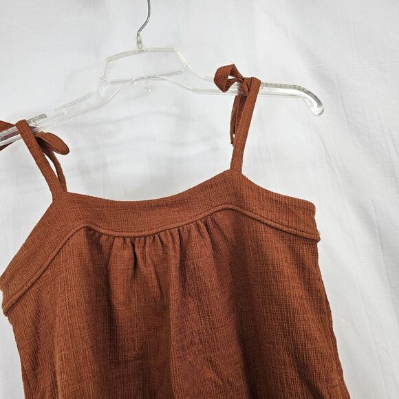 Madewell Tie Shoulder Tank Top Crosshatch In Burnt Orange Women's Size XXS - Picture 4 of 8